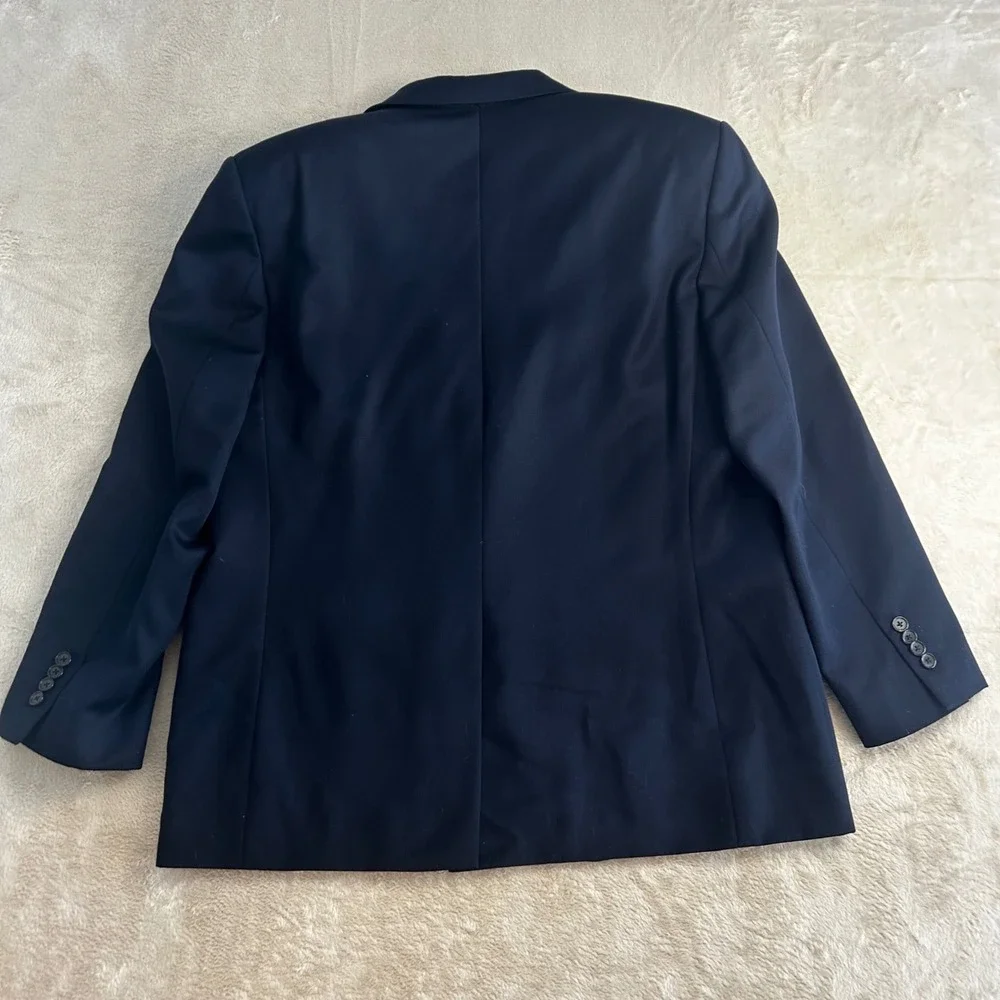 Ralph‎ Lauren Men's 3 Piece Suit 46R 40x28 Navy Blue 100% Wool Formal Wedding
